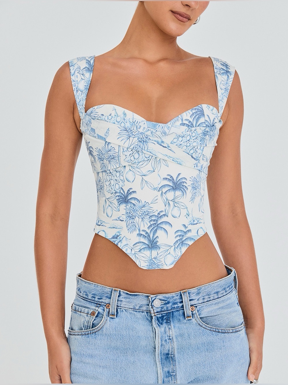 MISTRESS ROCKS Garden Print Draped Corset XS